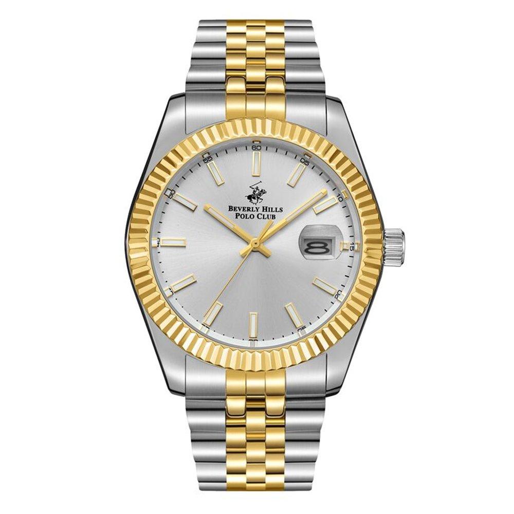 Beverly Hills Polo Men's Watch, Analog, Metal Strap, 41mm, BP3018X.230 – Silver/Gold