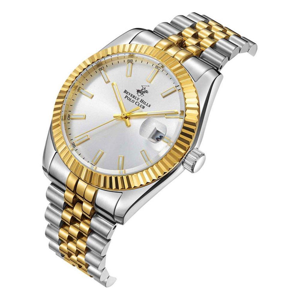 Beverly Hills Polo Men's Watch, Analog, Metal Strap, 41mm, BP3018X.230 – Silver/Gold