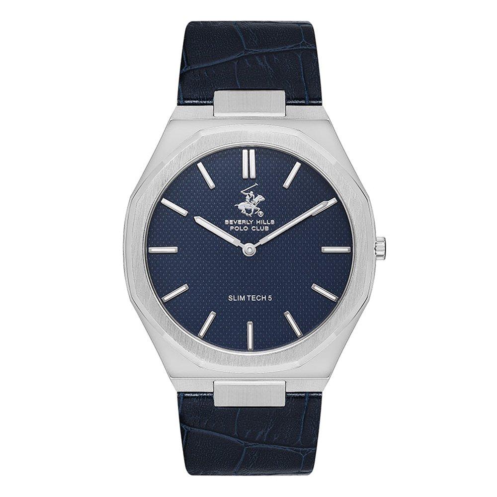 Beverly Hills Polo Men's Watch, Analog, Leather Strap, 42mm, BP3607X.399 – Dark Blue