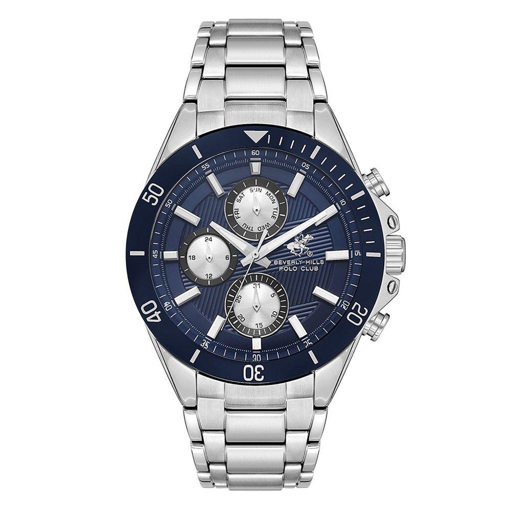 Beverly Hills Polo Men's Watch, Multifunction, Metal Strap, 44mm, BP3612X.390 - Silver