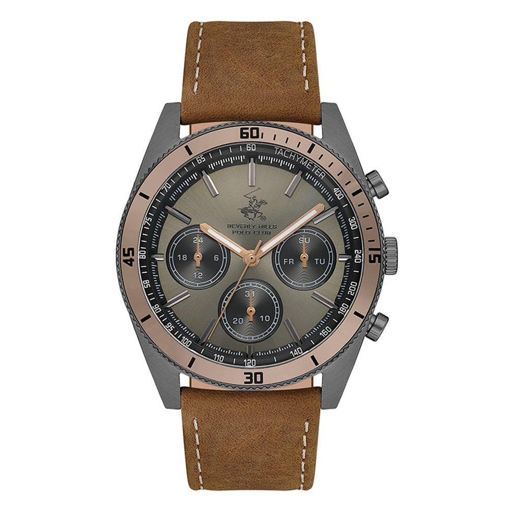 Beverly Hills Polo Men's Watch, Multifunction, Leather Strap, 42mm, BP3619X.075 - Brown