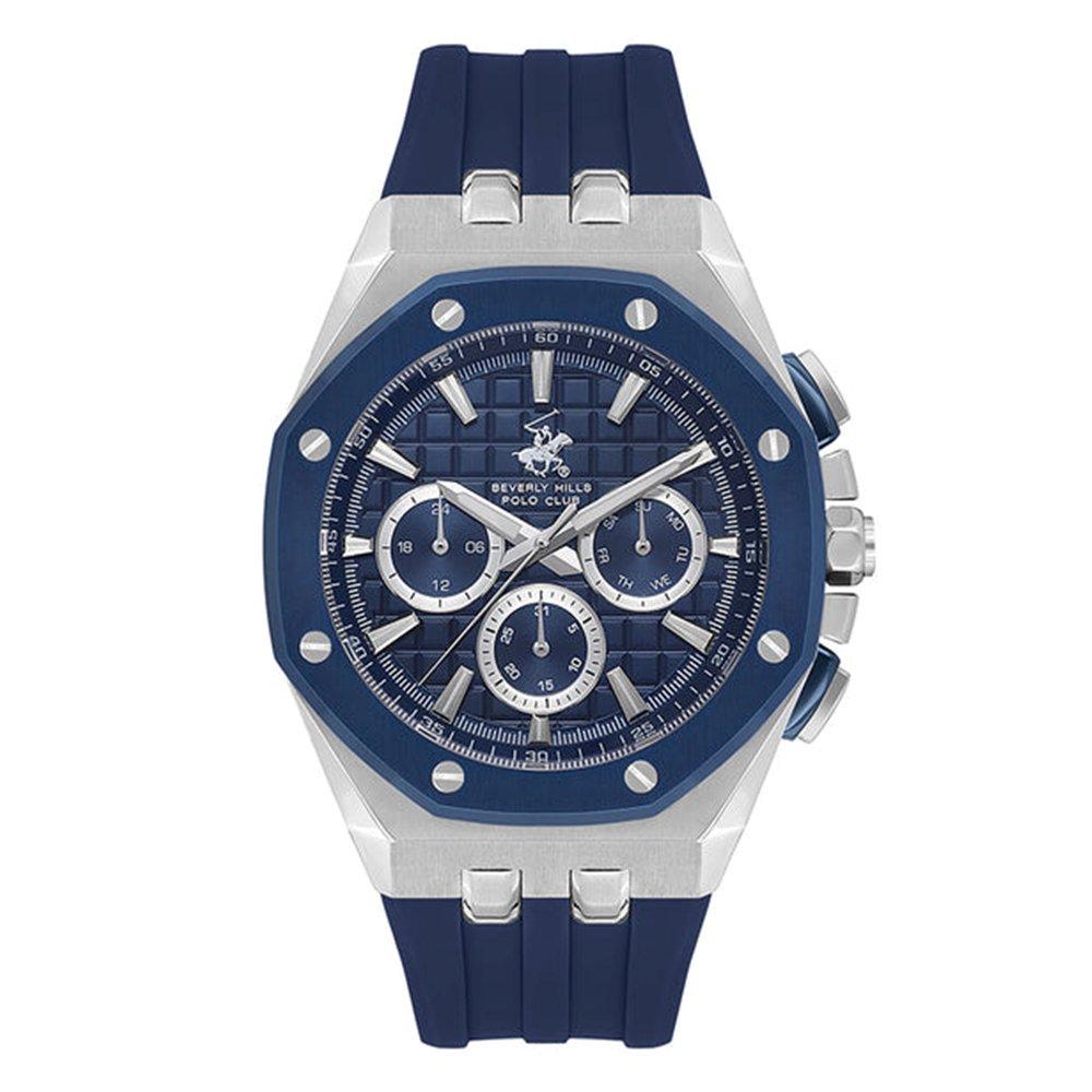 Beverly Hills Polo Men's Watch, Multifunction, Silicone Strap, 45.5mm, BP3624X.399 - Blue
