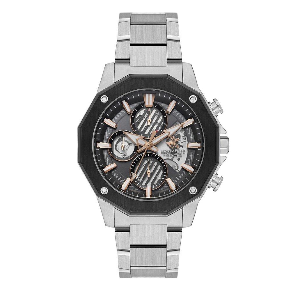 Beverly Hills Polo Men's Watch, Multifunction, Metal Strap, 45mm, BP3625X.351 - Silver
