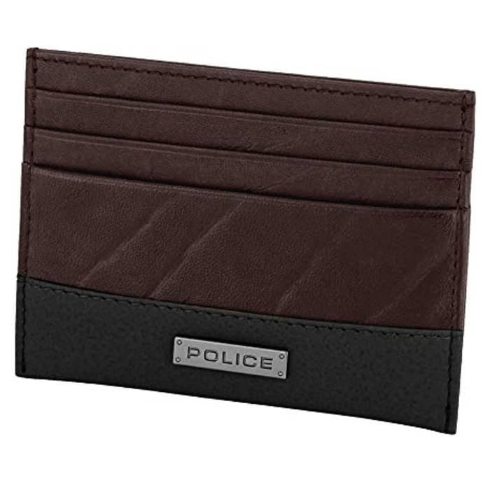 Police Brown Leather Card Case, PA40032WLBR - Brown