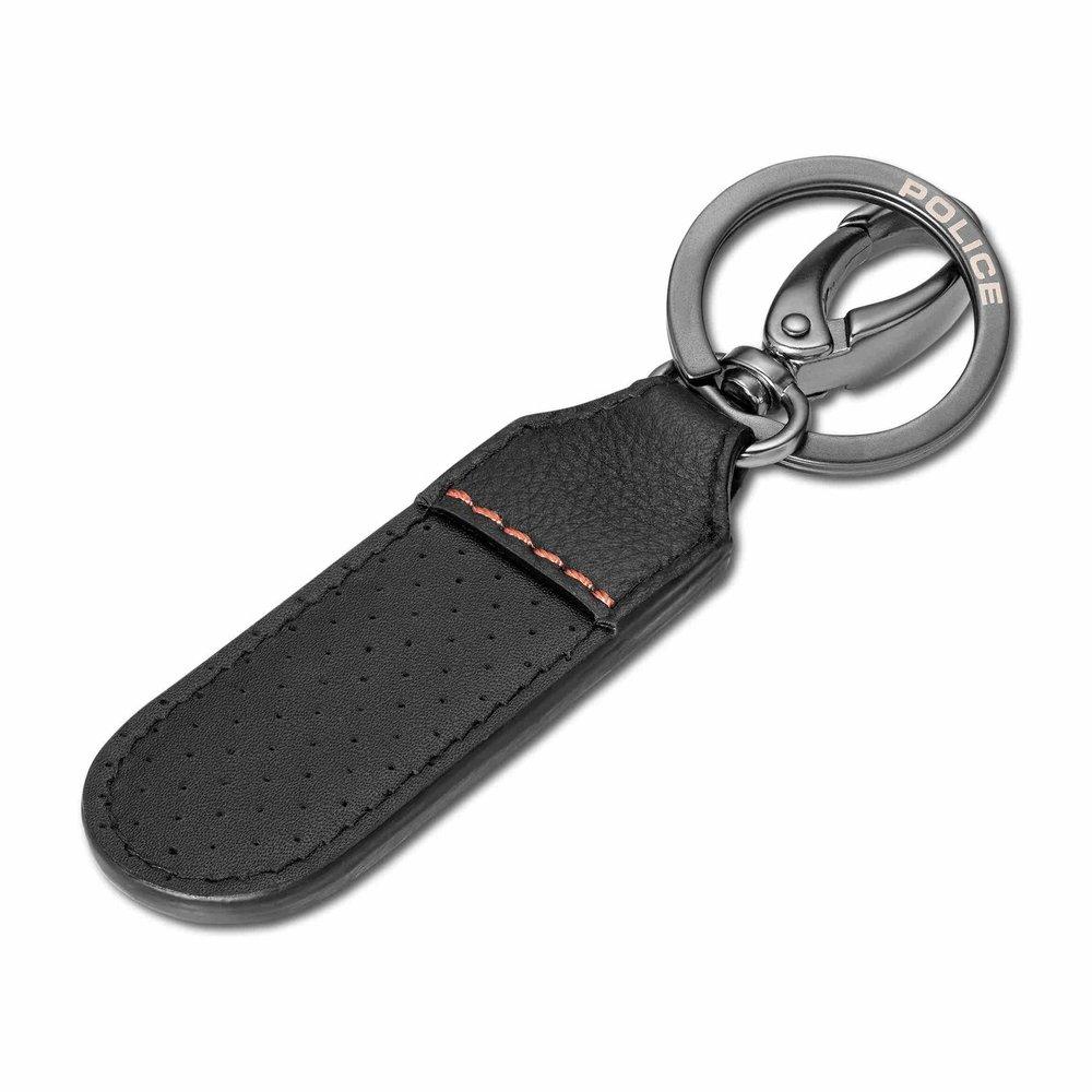 Police Orion Mens Leather Perforated Keyring, PELGK2205001 - Black