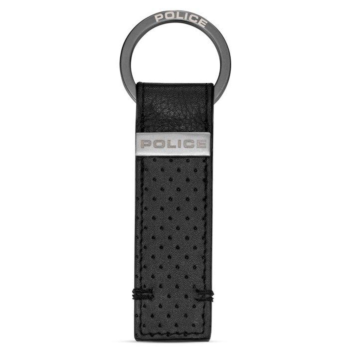 Buy Police orion mens leather perforated keyring, pelgk2205002 - black in Kuwait