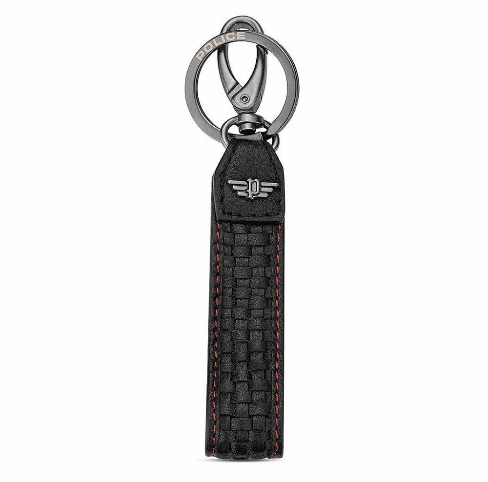 Buy Police cleste mens leather keyring  with red stiching, pelgk2205101 - black in Kuwait