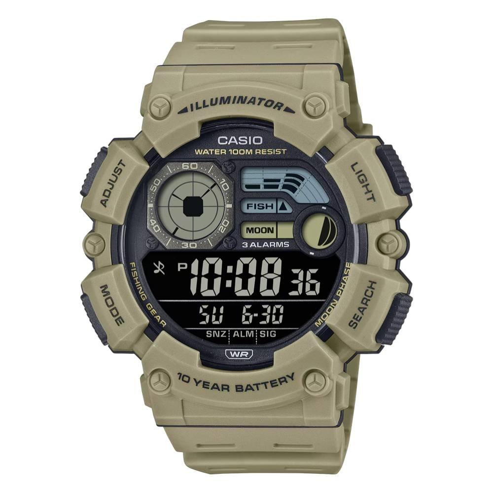 Buy Casio men's digital watch, 55mm, ws-1500h-5bvdf - light olive in Kuwait