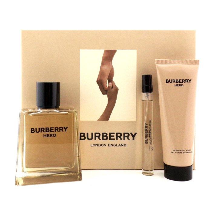 Burberry Hero 3Pcs Men Gift Set - EDT 100ml, Shower Gel 75 ml & EDT 10 ml.