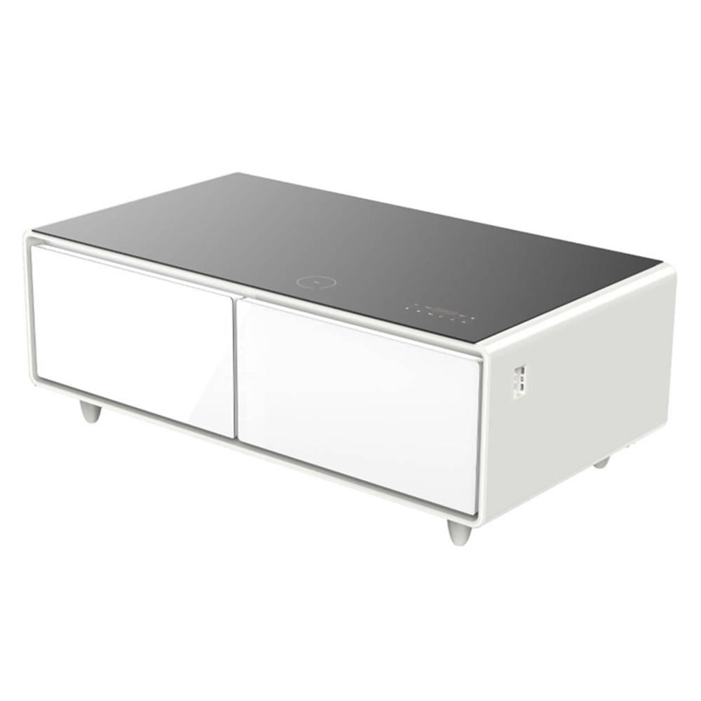 طاولة ذكية من تيمبر مع درجين للثلاجة ومكبر صوت بلوتوث مدمج، 135لتر - أبيض