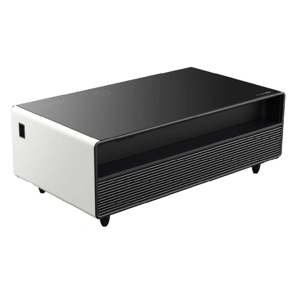 طاولة ذكية من تيمبر مع درجين للثلاجة ومكبر صوت بلوتوث مدمج، 135لتر - أبيض