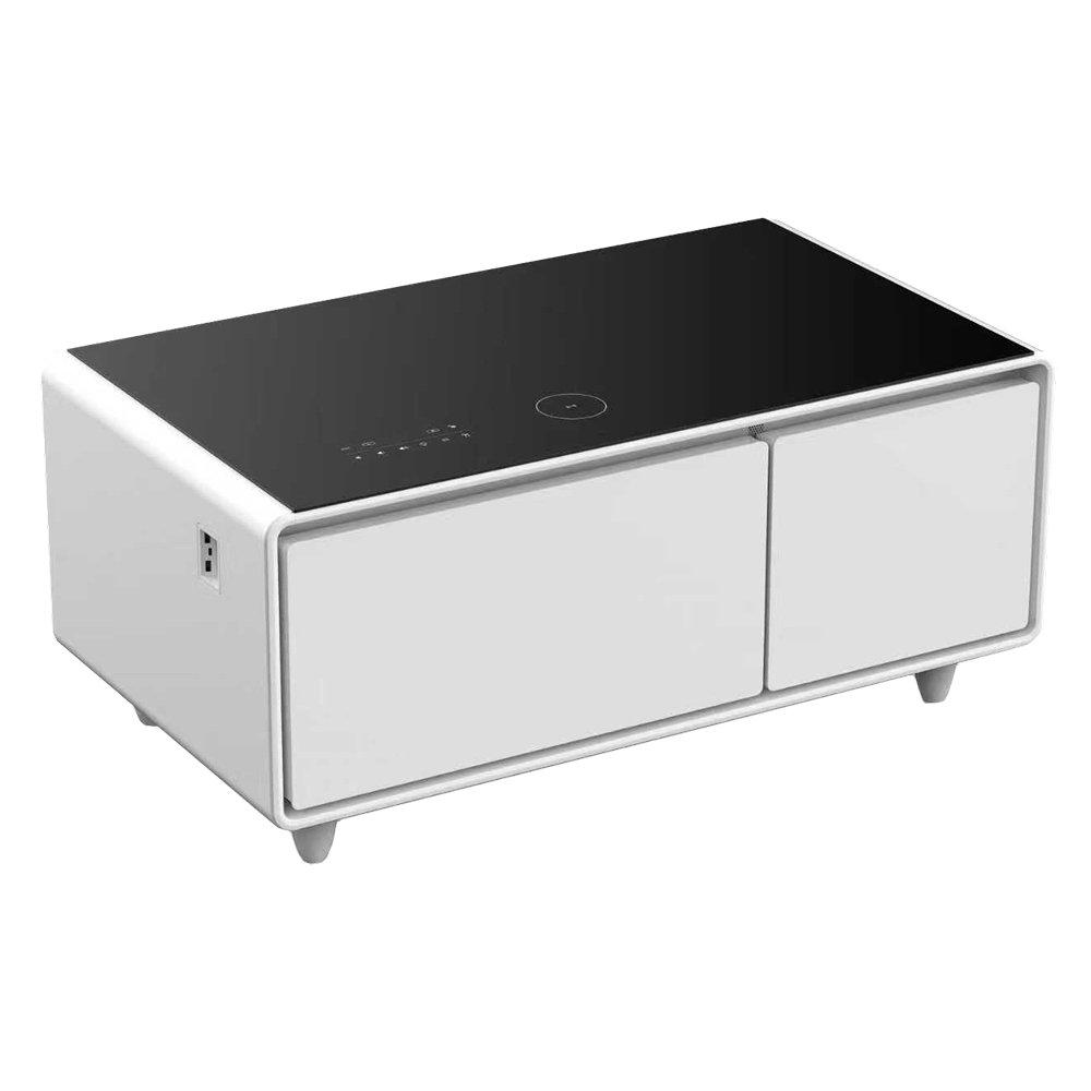 Timber Smart Table with Refrigerator + Freezer Drawers, 90L - White