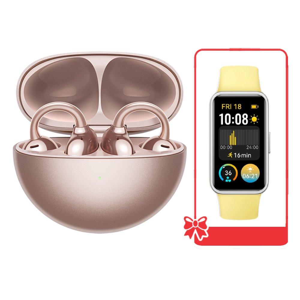 Pre-Order Huawei FreeClip Wireless Earbuds - Rose Gold + Pink Band 9 Smart Watch