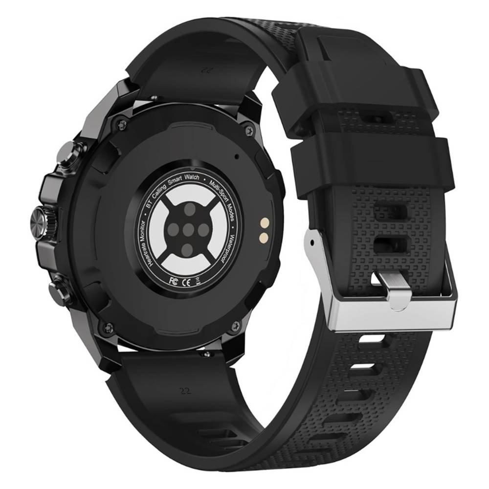 Swiss Military DOM 5 Smart Watch, 1.43 inch AMOLED Display Silver Metal frame with Silicon Strap​ - Black