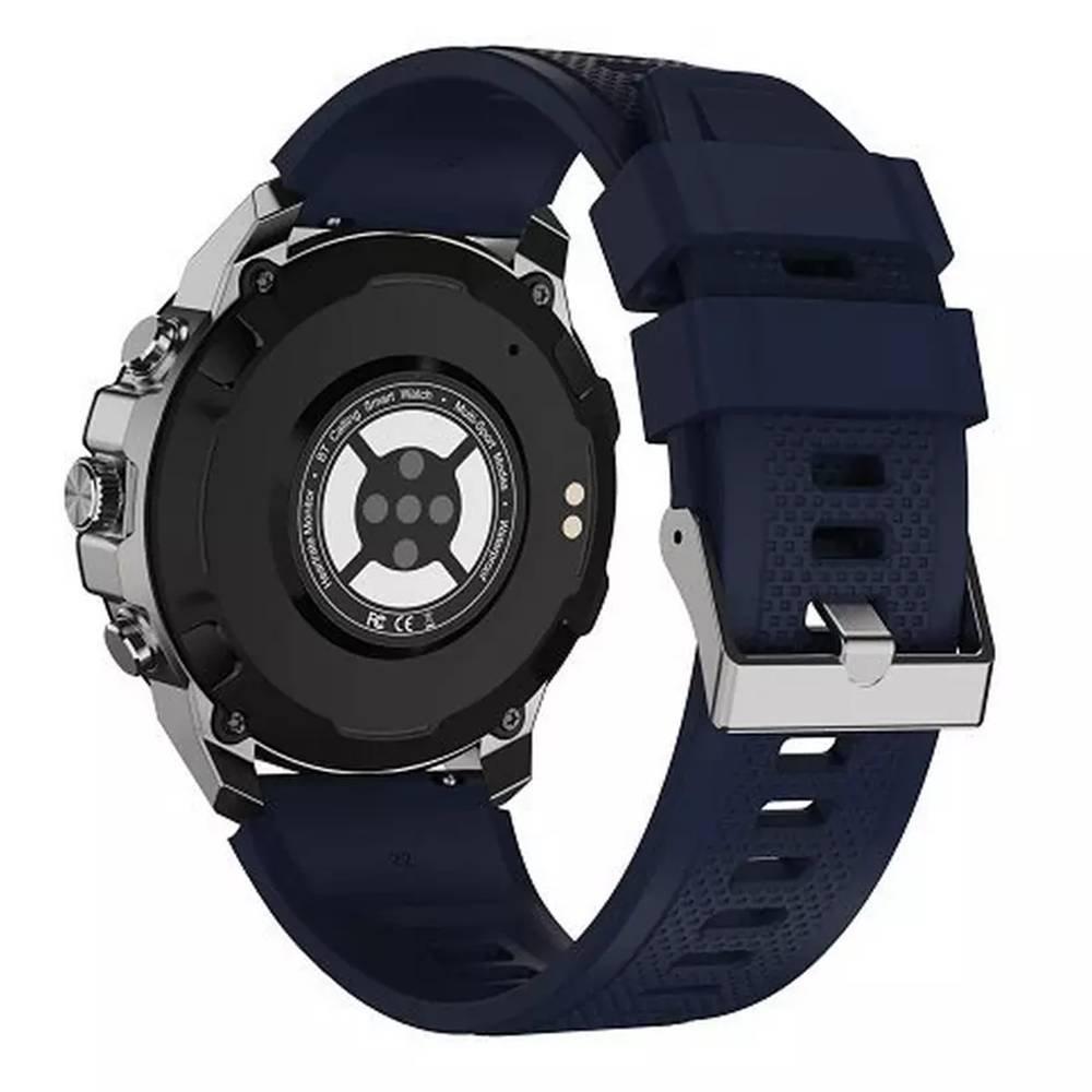 Swiss Military DOM 5 Smart Watch, 1.43 inch AMOLED Display Silver Metal frame with Silicon Strap​ - Blue