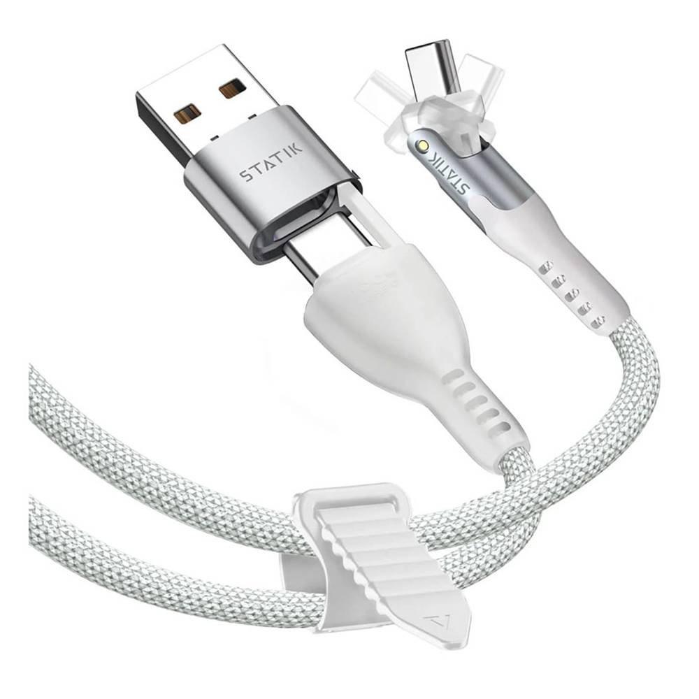 Statik PowerPivot Pro 100W USB-C to USB-C Nylon Braided  Cable, 1.8m, PUP-0455 - White