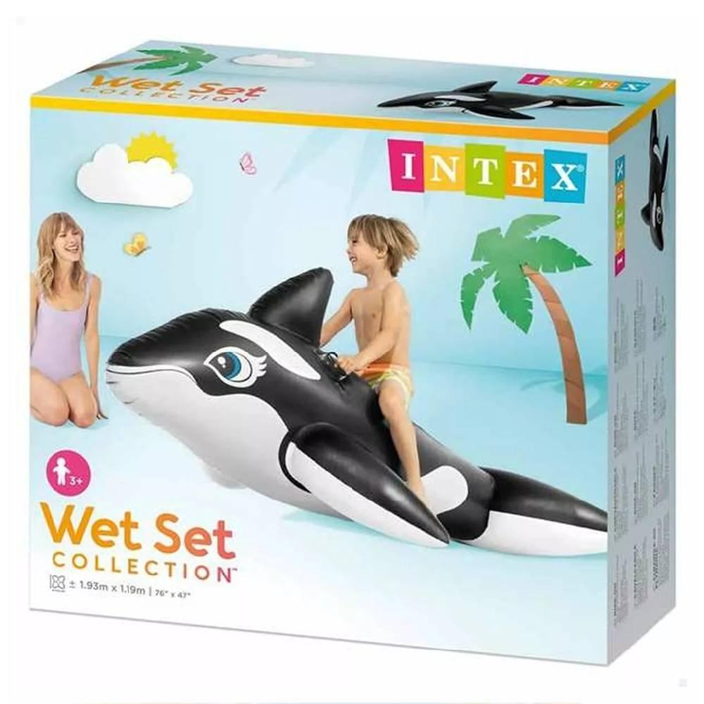 Intex Whale Inflatable Pool Ride On, 1.93MX1.19M - Black