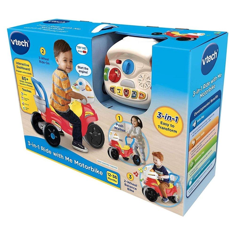 V-TECH 3-in-1 Ride with Me Motorbike, 529463 - Red| Xcite