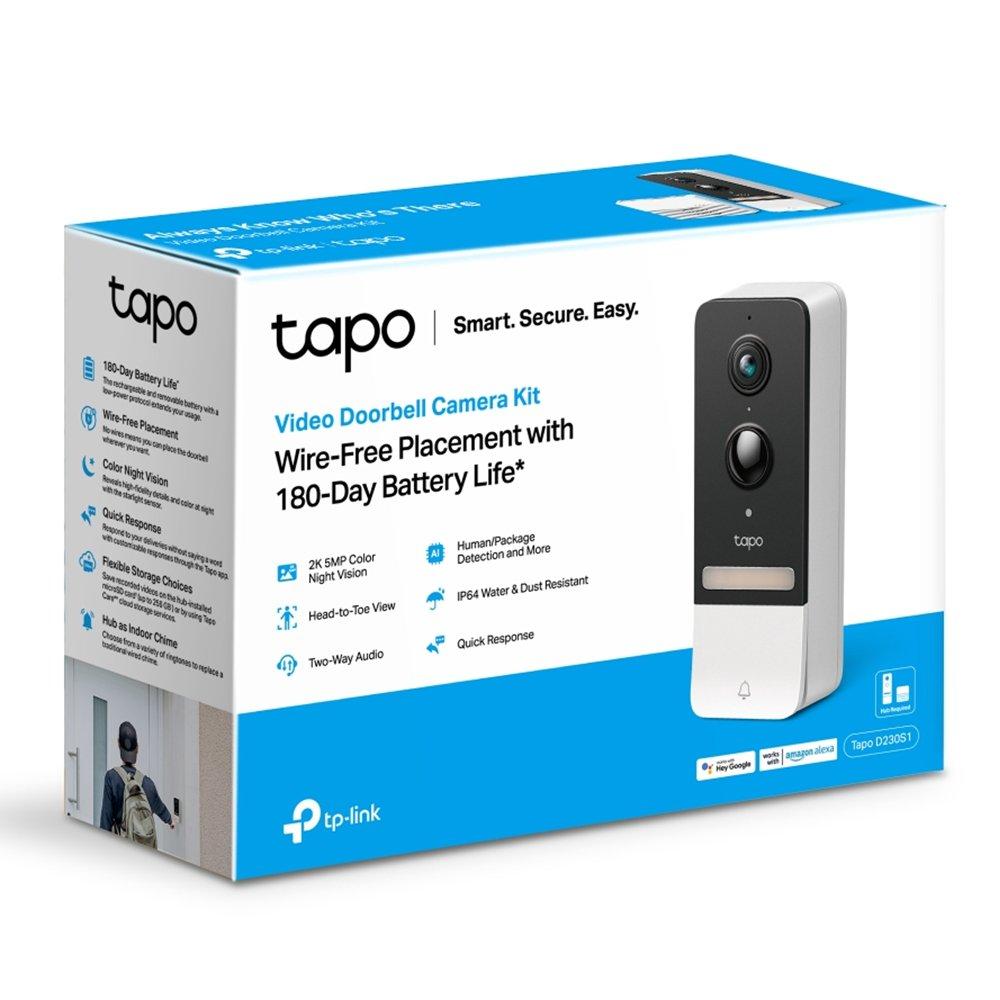 TP-Link Tapo D230S1, Outdoor, 2K, Smart Video Doorbell, TAPO D230S1 – White
