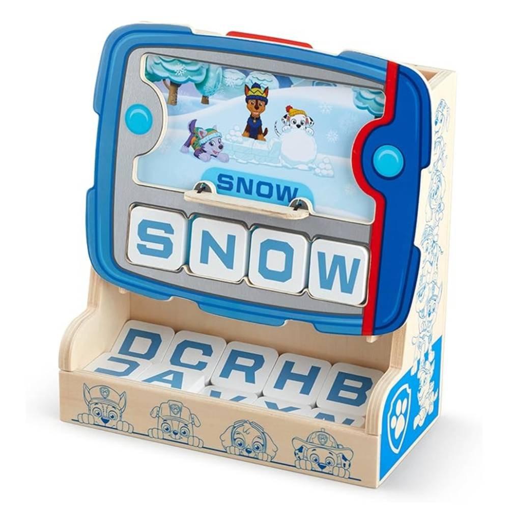 Melissa & Doug PAW Patrol Wooden See & Spell Pup Pad Game, 33325 - Wood & Blue
