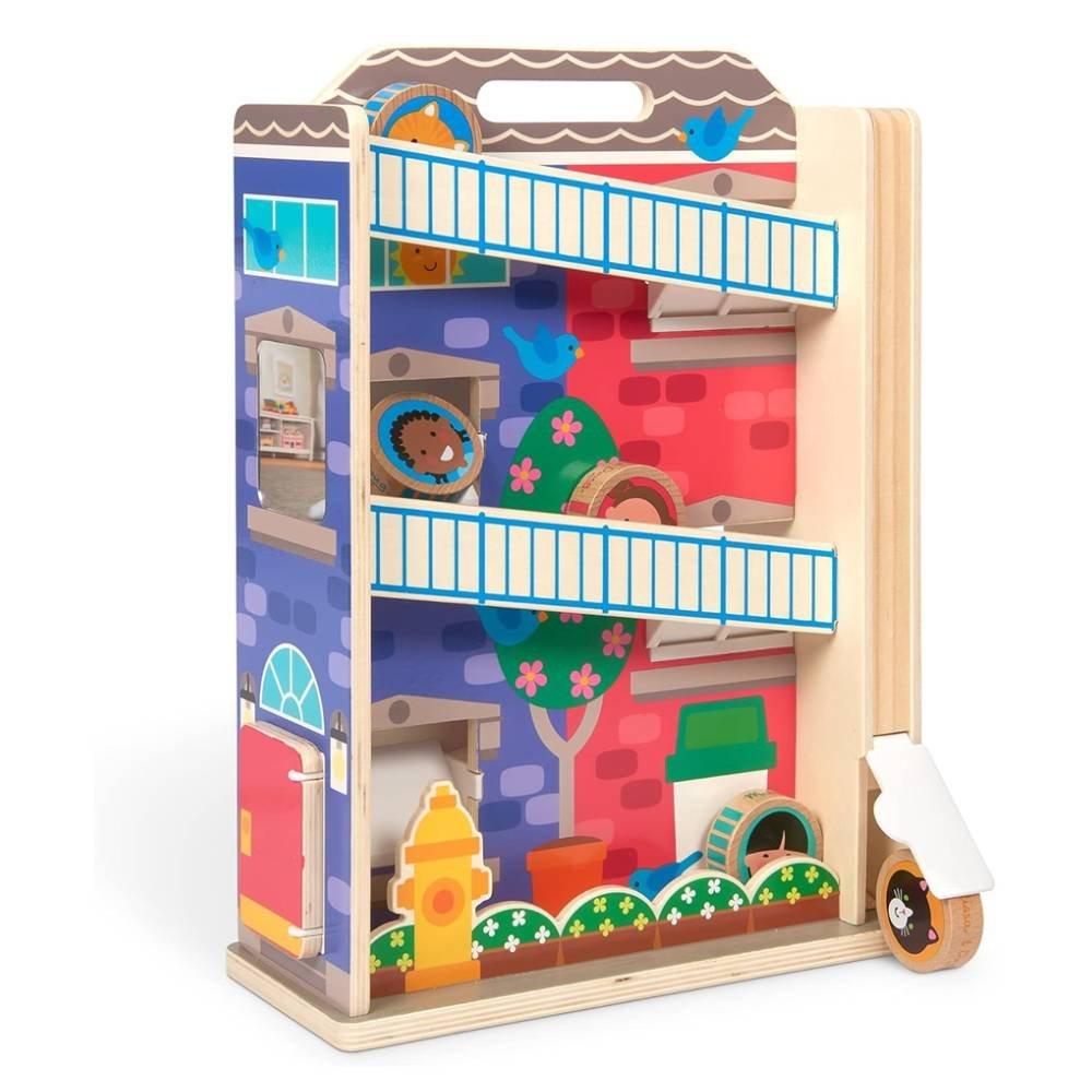 Melissa & Doug GO Tots Wooden Town House Tumble with 6 Disks, 30741 - Multicolor