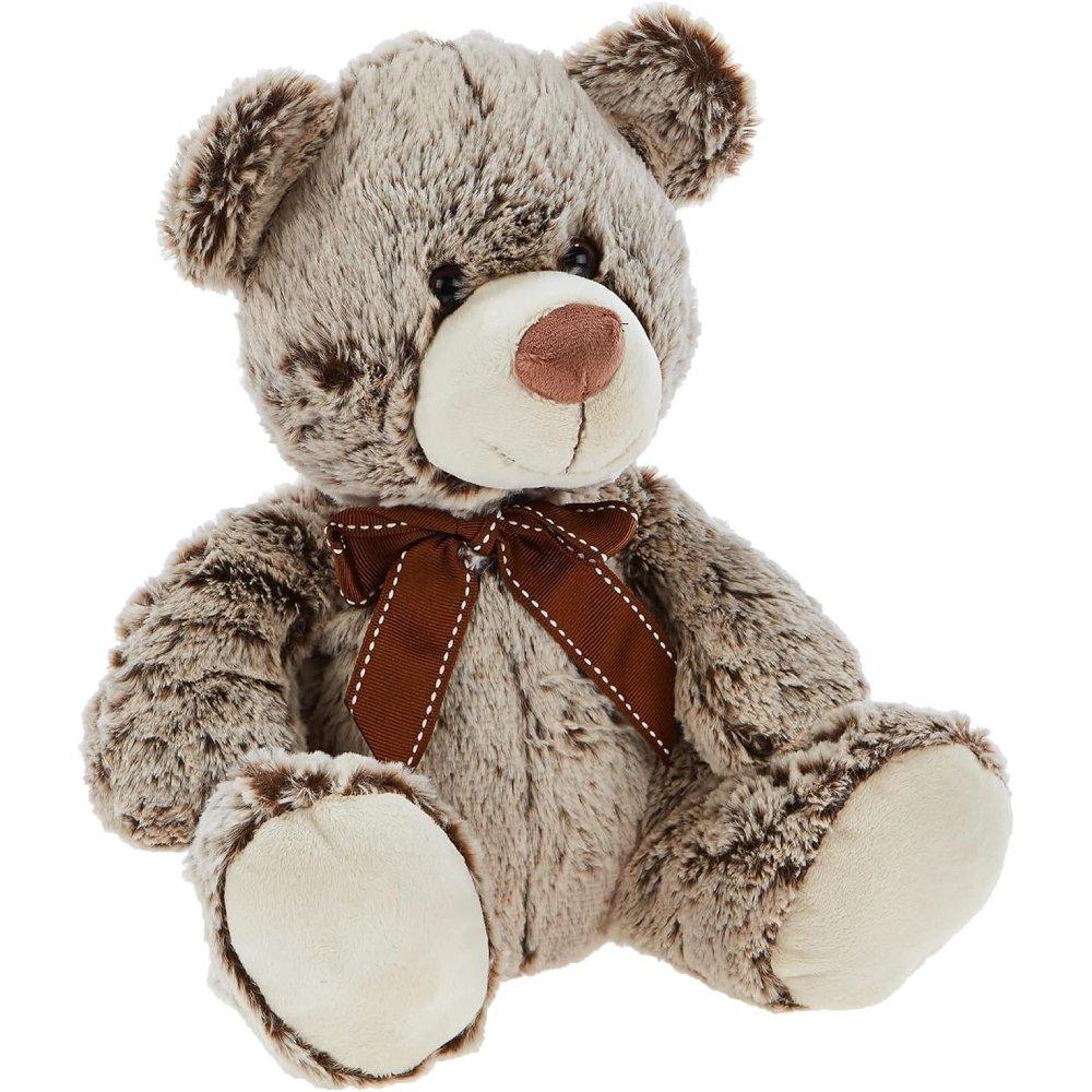 دمية  دب محشو من نيكوتوي جالس مع شريط بطول 26 سم - بني داكن