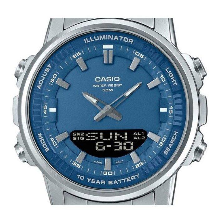 Casio Men’s Watch, Analog/Digital , 47mm, Stainless Steel Strap, AMW-880D-2A1VDF - Silver