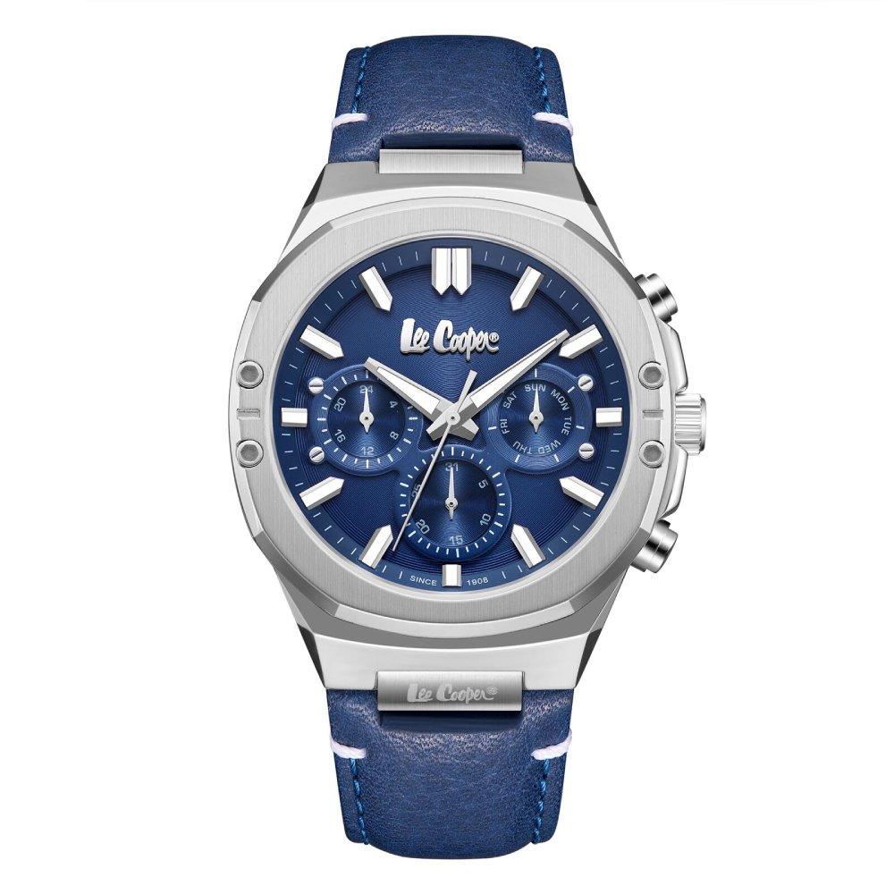 Lee Cooper Watch for Men, Multi Function, 43 mm, Leather Strap, LC07992.399 - Dark Blue