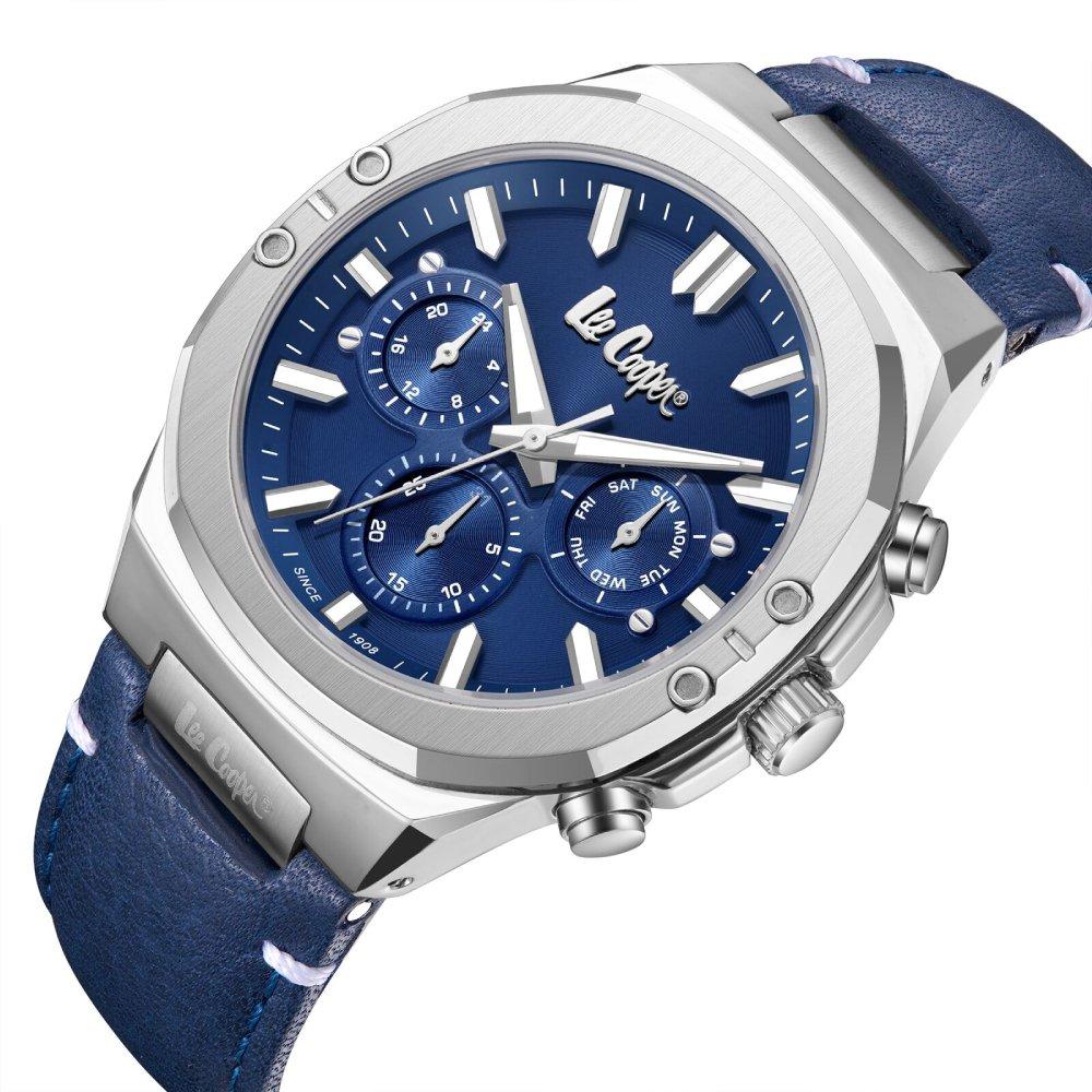 Lee Cooper Watch for Men, Multi Function, 43 mm, Leather Strap, LC07992.399 - Dark Blue