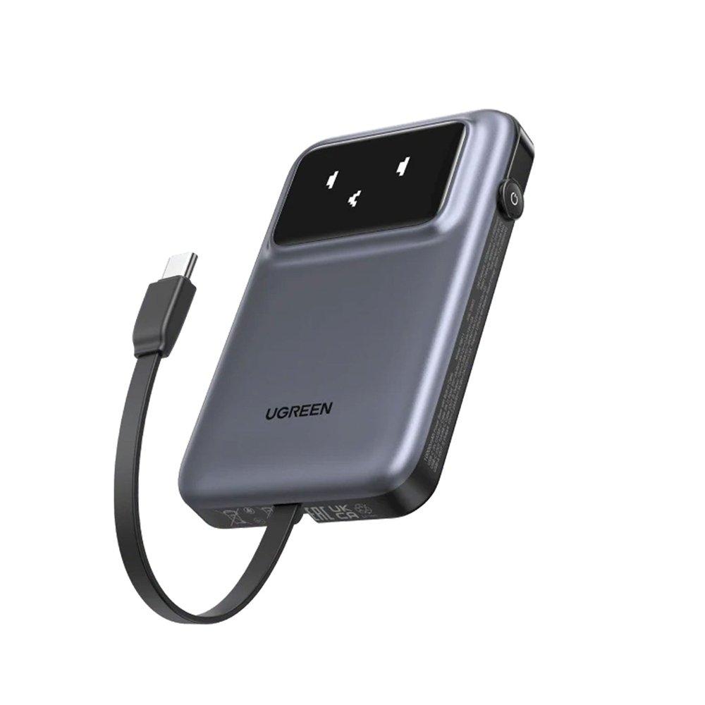 Ugreen 10K Power Bank with Built-in Cable, PB511 – Grey