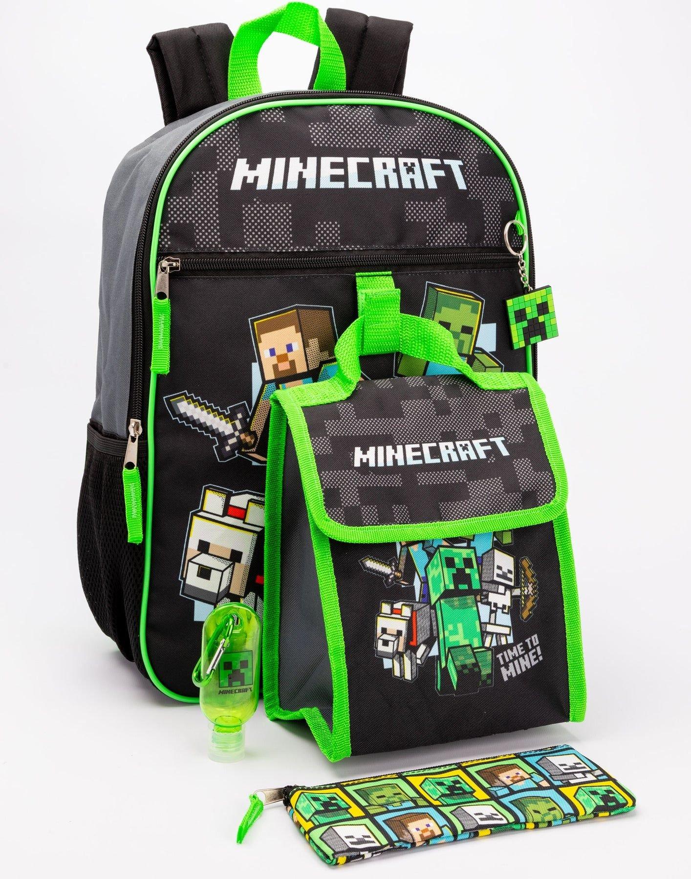 Vanilla Underground Minecraft 5 Piece Lunch Bag Backpack Set, A54140- Multicolored