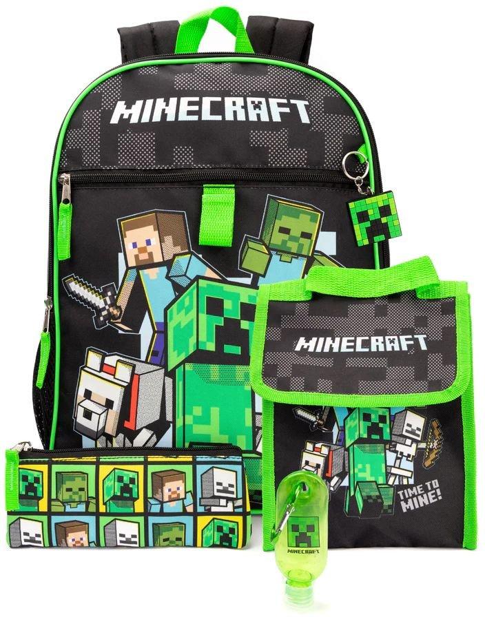 Vanilla Underground Minecraft 5 Piece Lunch Bag Backpack Set, A54140- Multicolored