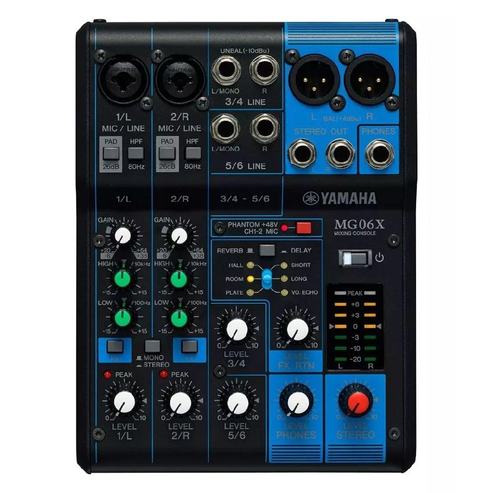 YAMAHA 6CH Analog Mixer with Effects, MG06X - Black & Blue