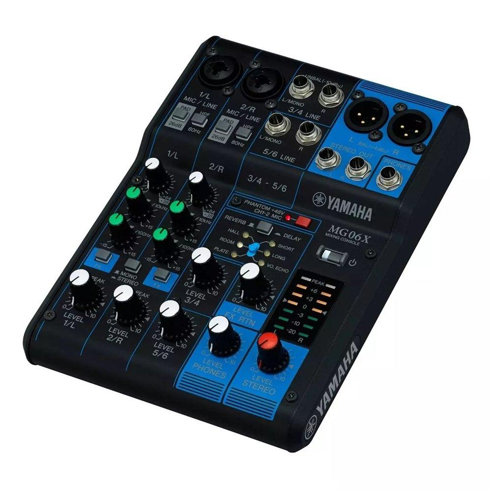 YAMAHA 6CH Analog Mixer with Effects, MG06X - Black & Blue