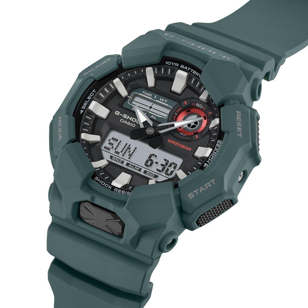 Casio G-Shock GA-010 Series Men's Watch, Analog/Digital,55mm, Resin Strap, GA-010-2ADR - Petroleum