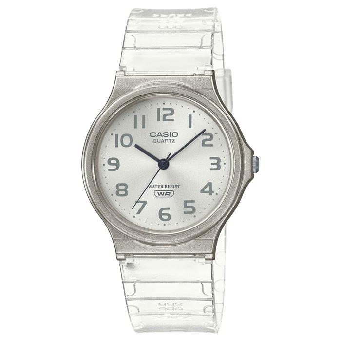 Casio MQ-24 Women's Watch, Analog, 39mm, Resin Strap, MQ-24S-7BDF - Transparent
