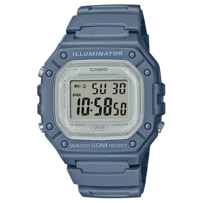 Casio  W-218H Unisex Watch, Digital, 44mm, Resin Strap, W-218HC-2AVDF - Blue