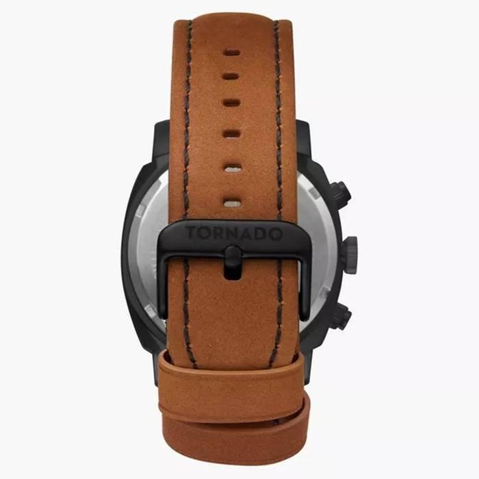Tornado Watch for Men, Chronograph, 43mm, Leather Strap, T9102-BLEB- Light Brown