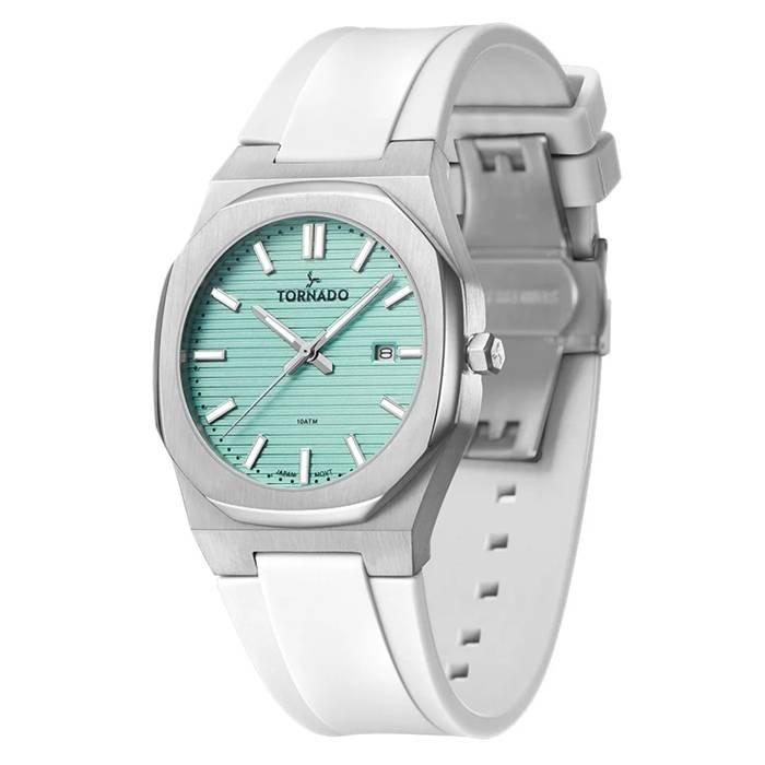 Tornado 40mm Watch for Men, Analog, Silicone Band, T22002-SSWL- White