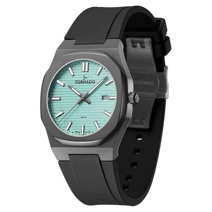 Tornado 40mm Watch for Men, Analog, Silicone Band, T22002-XSBL- Black