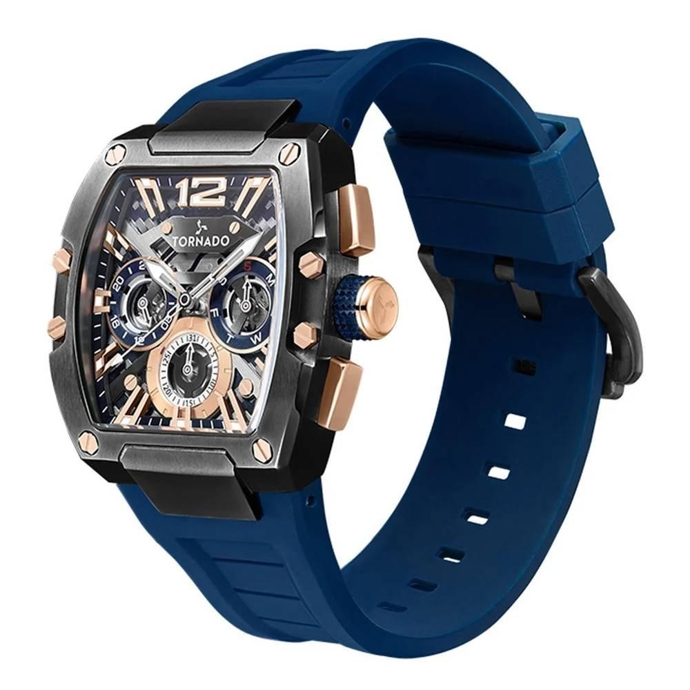 Tornado  Watch for Men, Multi Function, 43mm, Silicone Strap, T23105-BSNNK - Blue