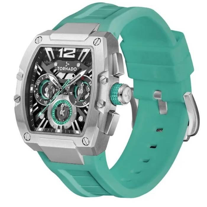 Tornado  Watch for Men, Multi Function, 43mm, Silicone Strap, T23105-BSNNK - Green