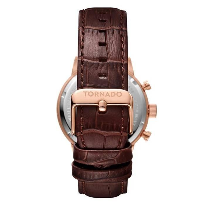 Tornado  Watch for Men, Chronograph, 43mm, Leather Strap, T6102-RLDI - Brown