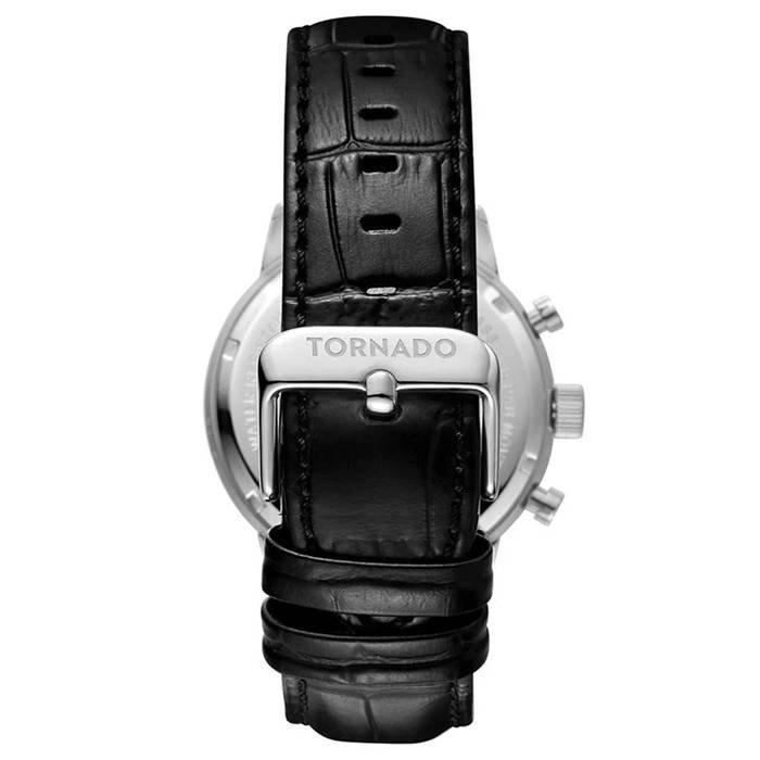 Tornado Watch for Men, Chronograph, 43mm, Leather Strap, T6102-SLBW- Black