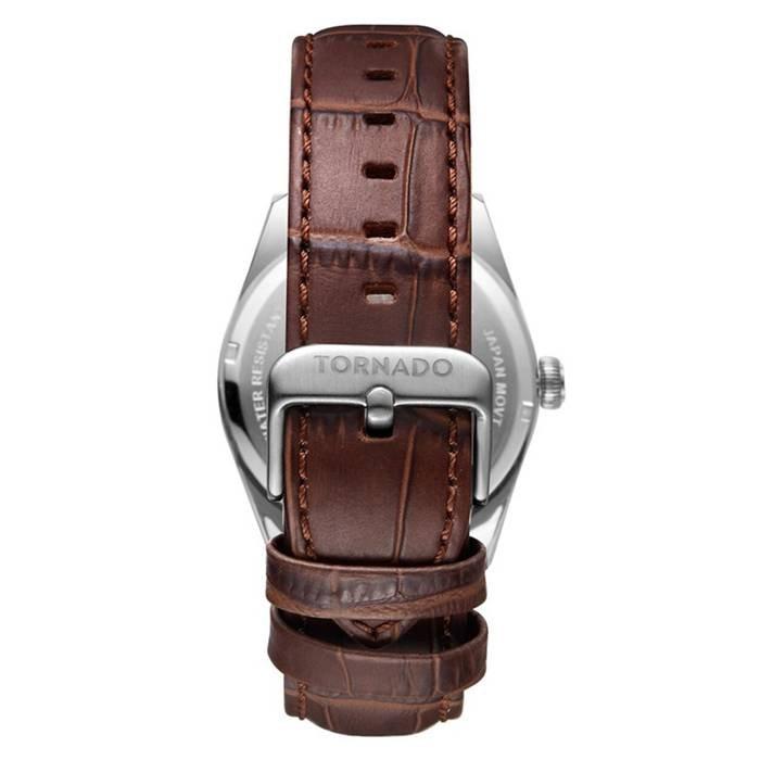 Tornado Watch for Men, Analog, 42mm, Leather Strap, T8007-SLDW - Brown