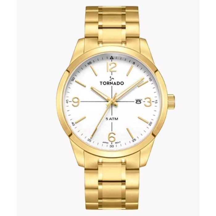 Tornado Watch for Men, Analog , 42.5mm, Stainless Steel Strap, T24007-GBGW - Gold