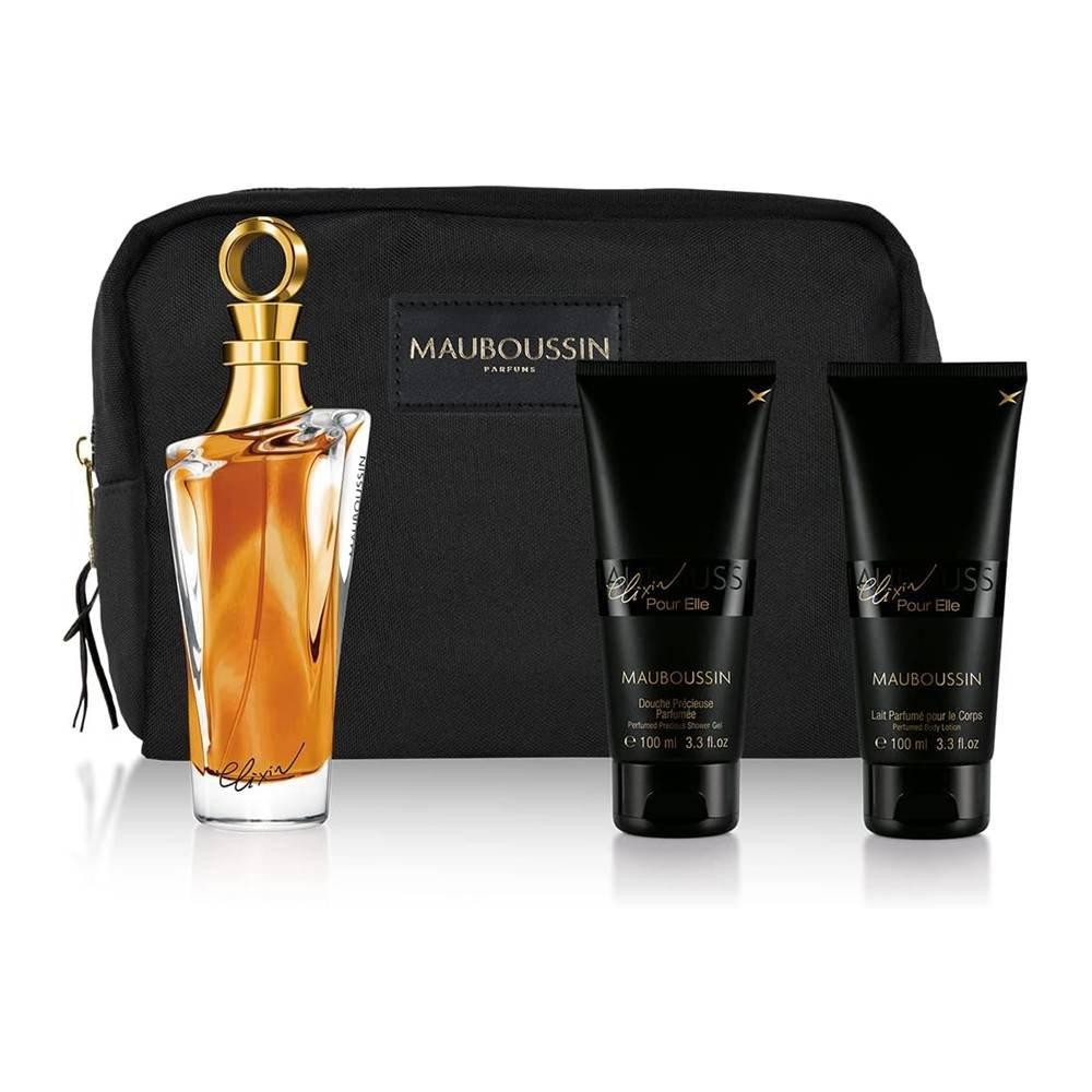 مجموعة موبوسين برستيج إليكسير بور إيل للنساء أو دو بارفان 100 مل + جل استحمام و كريم لوشن للجسم  وحقيبة أدوات الزينة