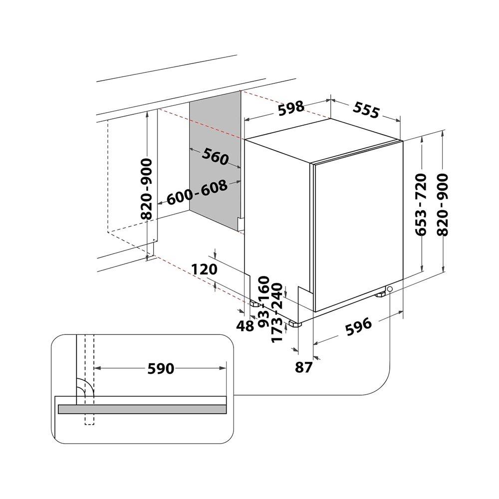 غسالة أطباق مدمجة من اريستون ، 7  برامج، 14 إعداد، LIC3C26WF- فضي