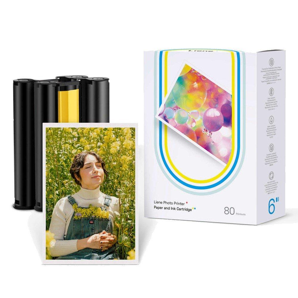 Liene Amber 4x6" Photo Printer Paper 80 Sheets & 2 Ink Cartridges Refill - SD21L