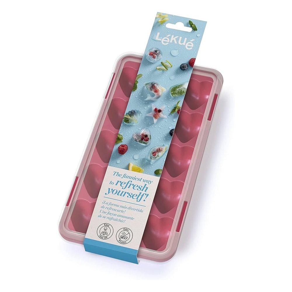 Lekue Heart Ice Cube Tray with Lid, 882326 - Red